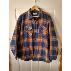 Vintage The Men's Store at Sears 2XL Blue/Orange Plaid Lined Button-Up Pockets